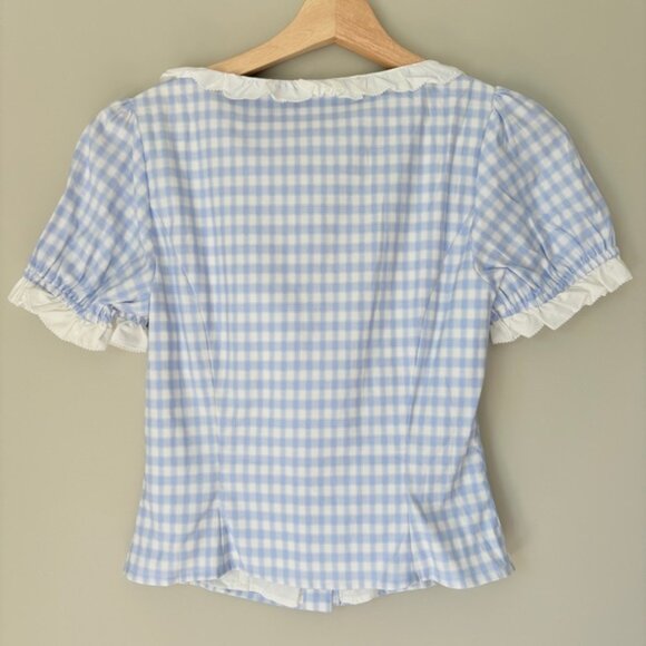 NEW Reformation Janell Two Piece Set Crystal Check Light Blue White | US 2 UK 6 - Picture 9 of 14